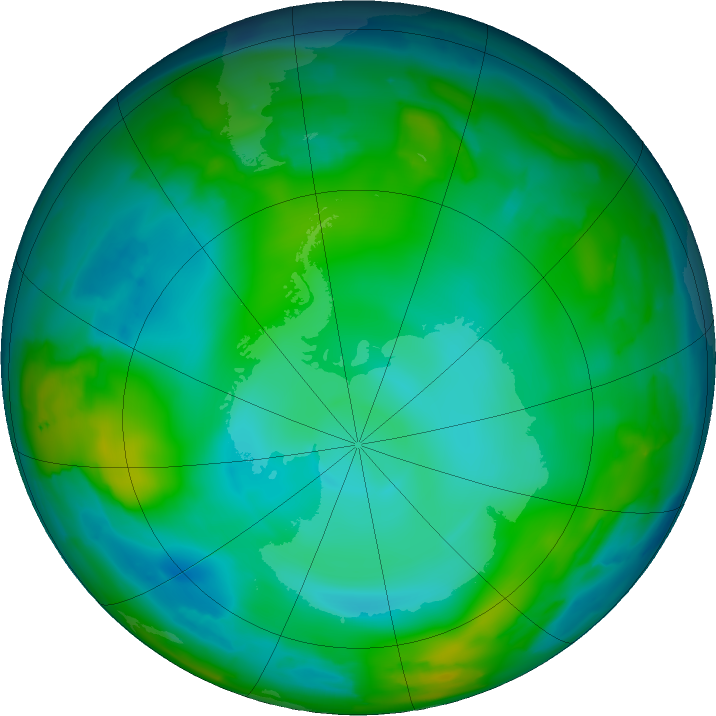 Antarctic ozone map for 18 June 2011
